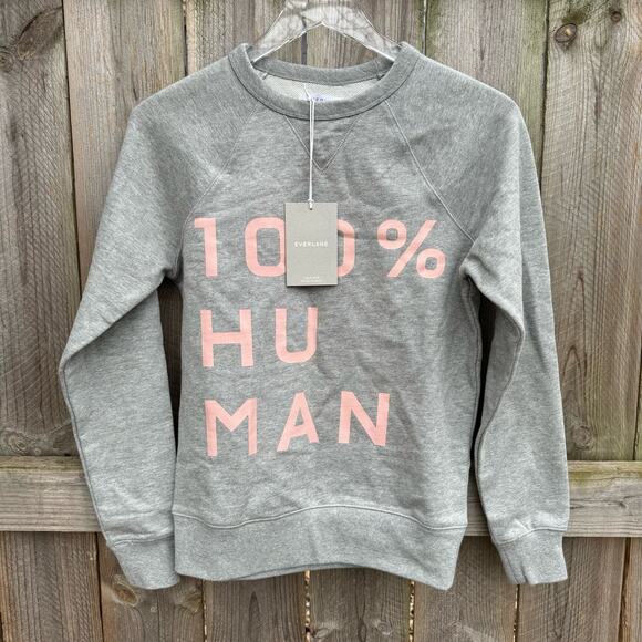 Everlane Sweatshirt 100% Human Pullover Crew Neck Gray XXXS NWT Sustainable - Picture 1 of 8